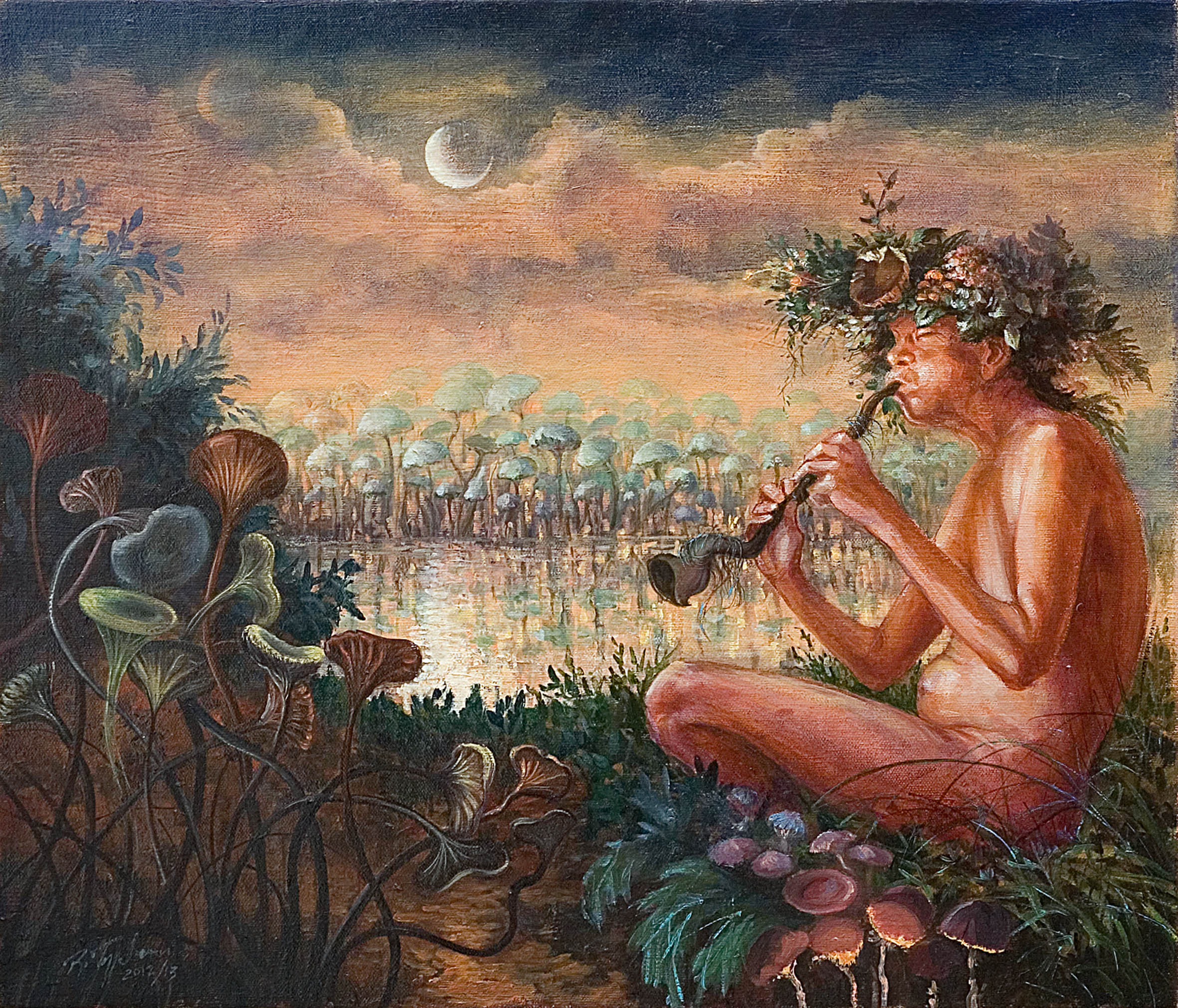 Ryszard Tyszkiewicz obraz "Powidok wschodu księżyca" olej, płótno, 47x55 cm, 2025
