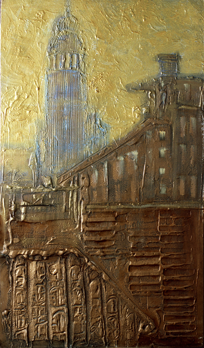 Ryszard Tyszkiewicz obraz "Złoty Kościół" technika własna, 2000